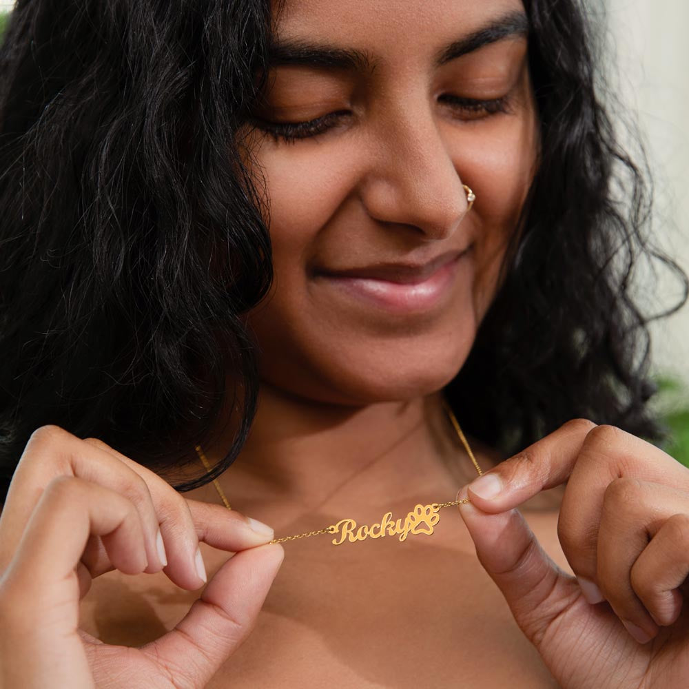 Personalized Paw Print Name Necklace | A Gift for the One Who Understands Unconditional Love