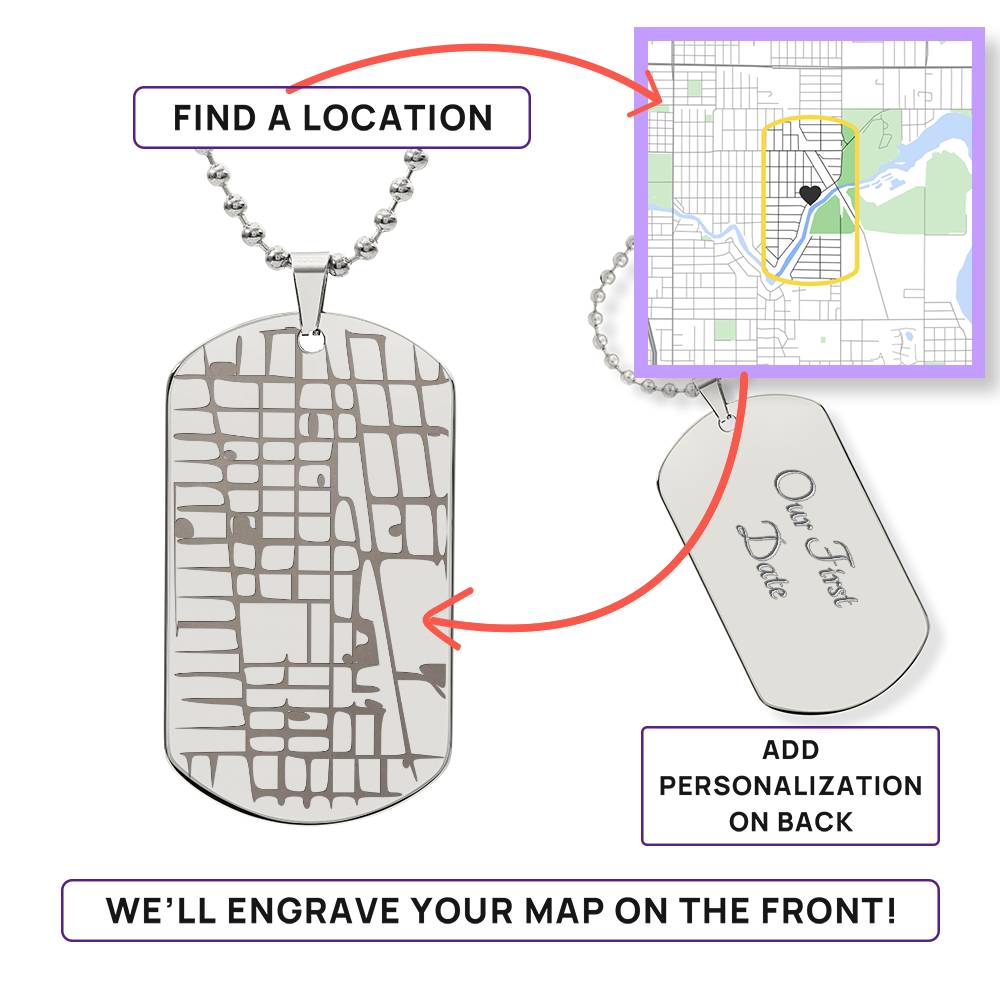 Personalized Engraved Map Dog Tag Necklace | Carry the Places That Matter Most