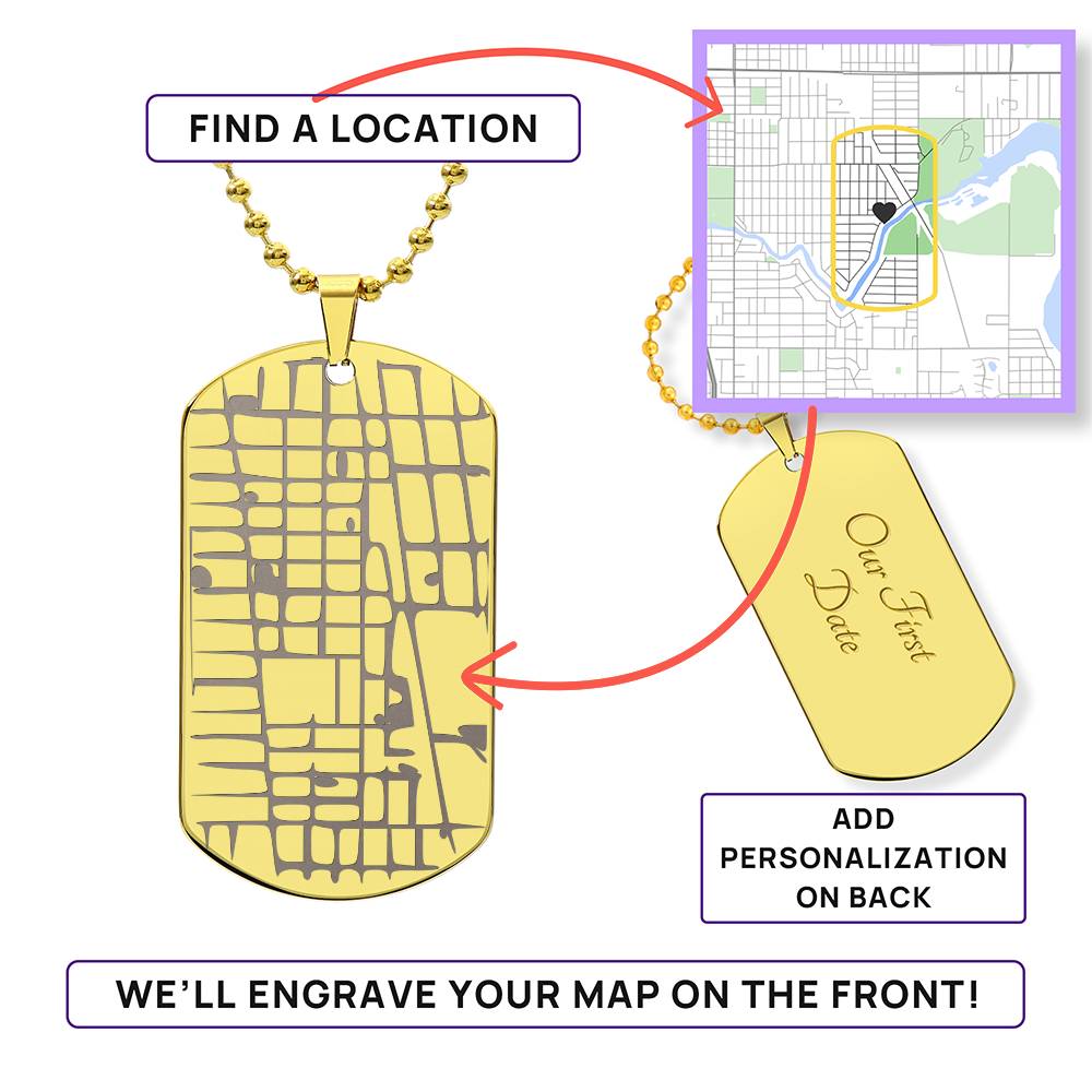 Personalized Engraved Map Dog Tag Necklace | Carry the Places That Matter Most